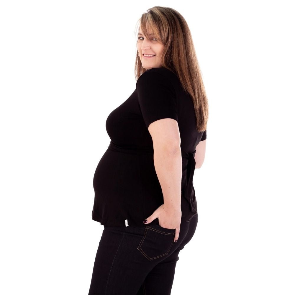 Breastfeeding - Friendly V - Neck Flare Maternity Top | Flowy & Functional - Moms Bliss