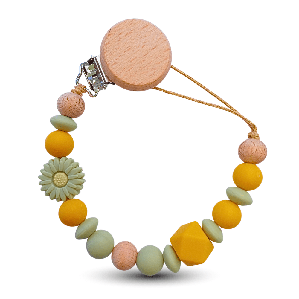 Silicone and Wood Dummy Clip - Wildflowers - Moms Bliss