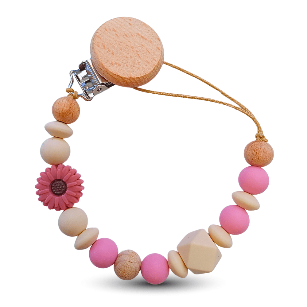 Silicone and Wood Dummy Clip - Wildflowers - Moms Bliss