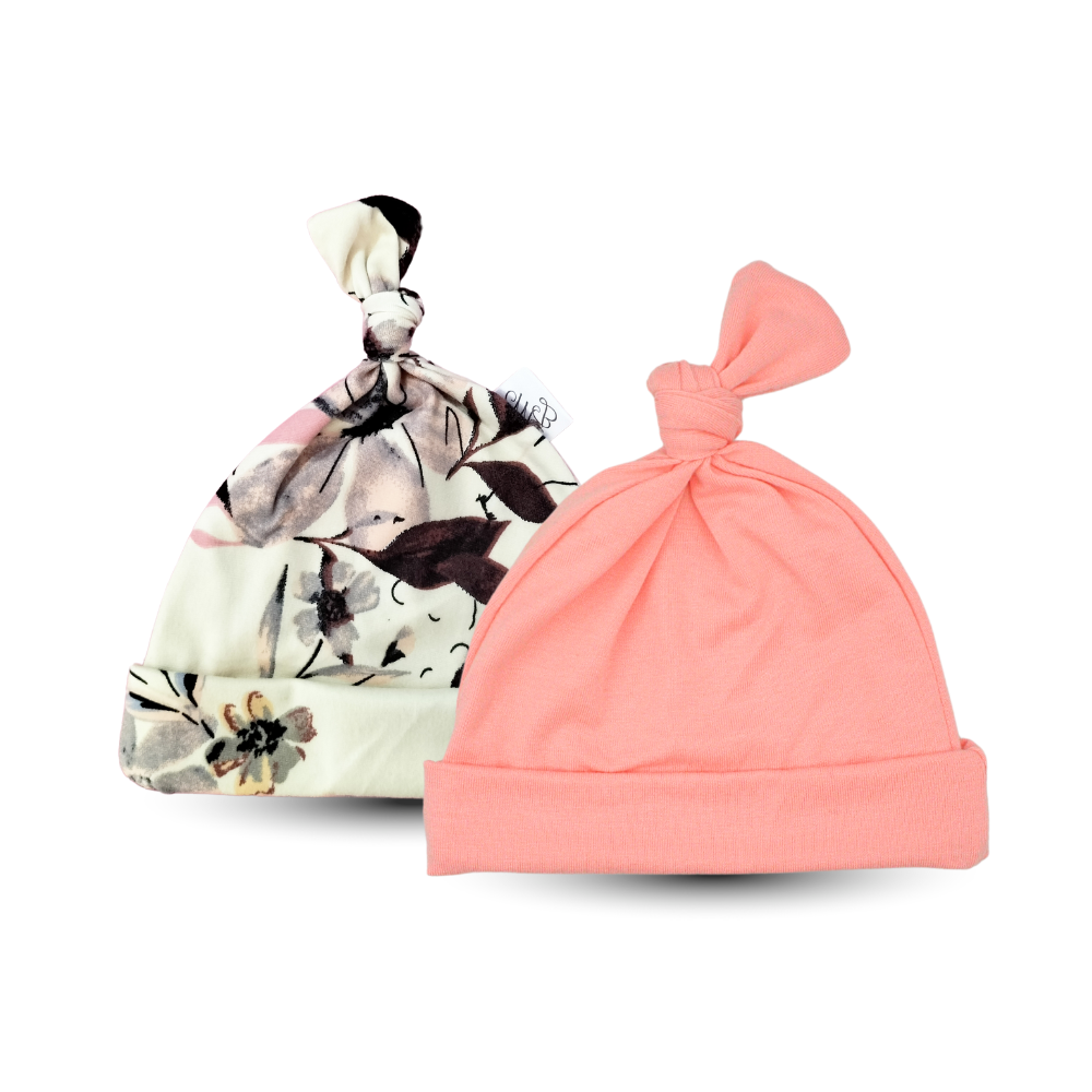 Newborn Topknot Baby Beanies - 2 Pack